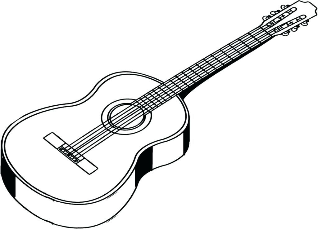 Cartoon Guitar Coloring Page with simple drawing