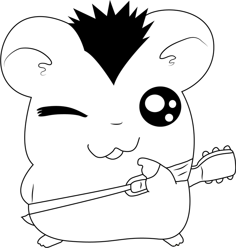 Cute Hamtaro With Guitar Coloring - Play Free Coloring Game Online