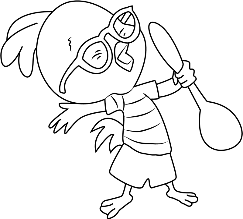 Chicken Little Holding Spoon Coloring - Play Free Coloring Game Online