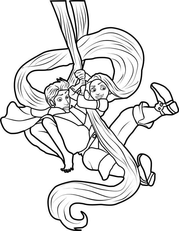 Rapunzel And Flynn Swinging Coloring - Play Free Coloring Game Online