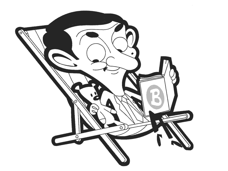 Mr. Bean Reading Book Coloring - Play Free Coloring Game Online