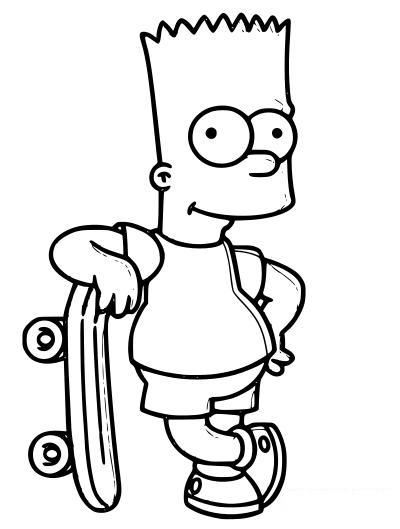 Bart Simpson With Skate Board Coloring - Play Free Coloring Game Online