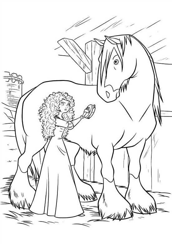 Merida Bathing For Angus Coloring - Play Free Coloring Game Online