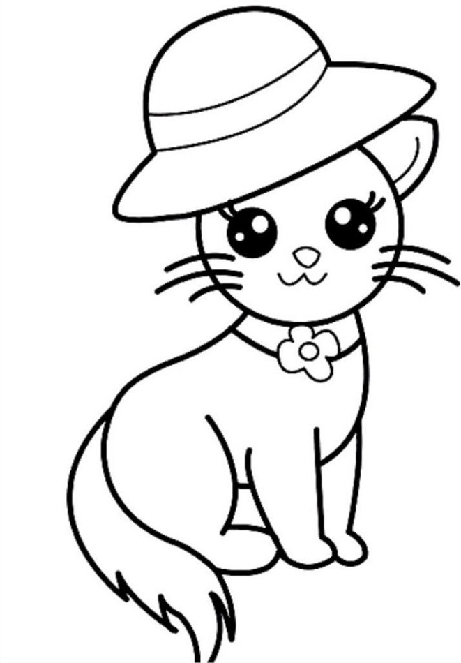 Cat Wearing Hat Coloring - Play Free Coloring Game Online