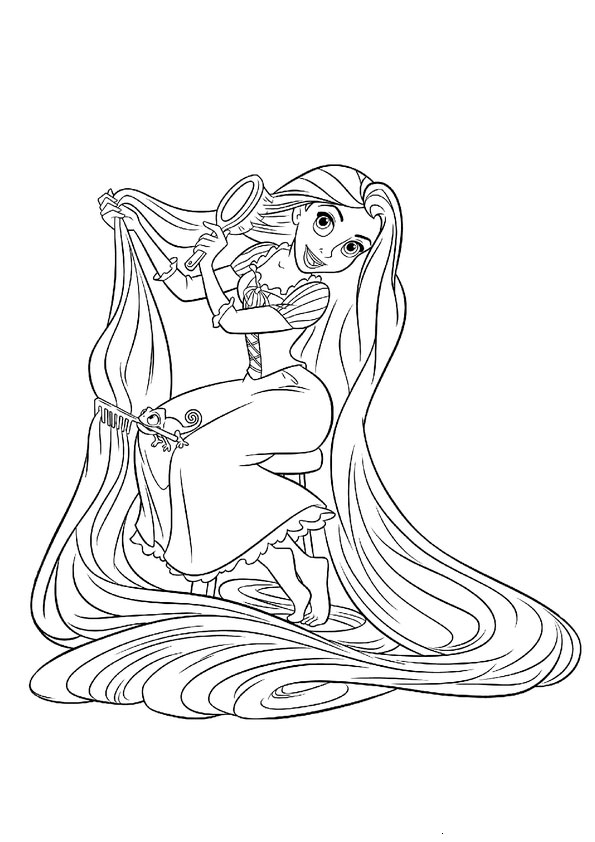 Rapunzel And Pascal Brushing Hair Coloring - Play Free Coloring Game Online