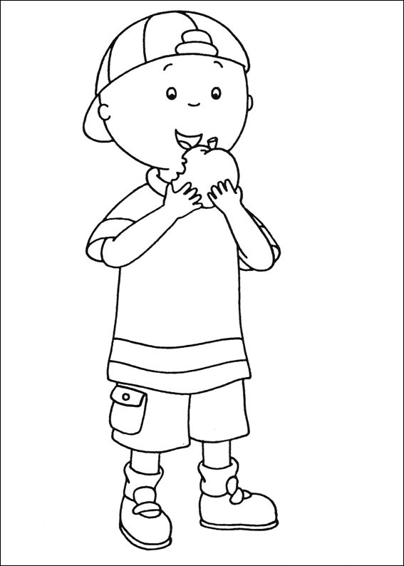 Caillou Eating Apple Coloring - Play Free Coloring Game Online