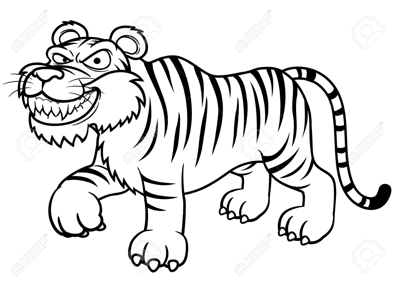 Tiger With Creepy Smile Coloring - Play Free Coloring Game Online