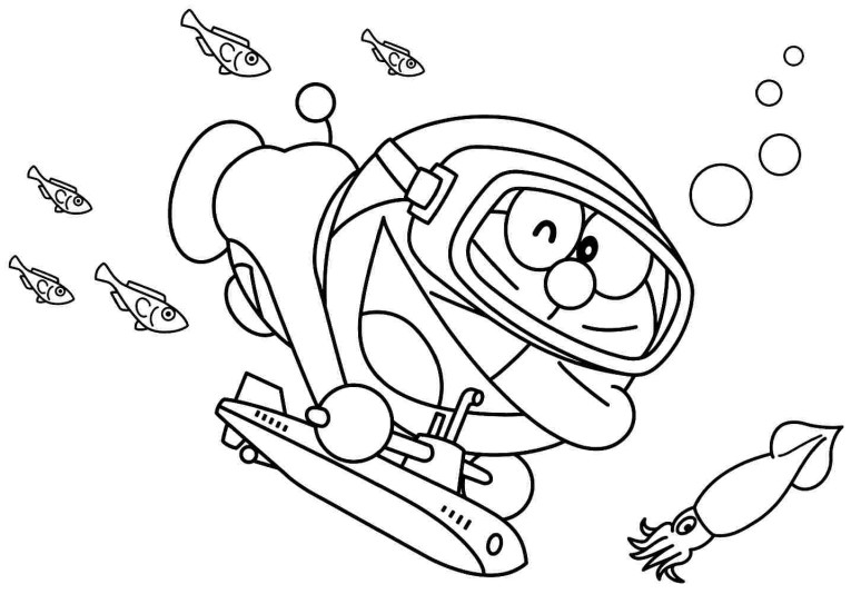 Diving With Doraemon Coloring - Play Free Coloring Game Online