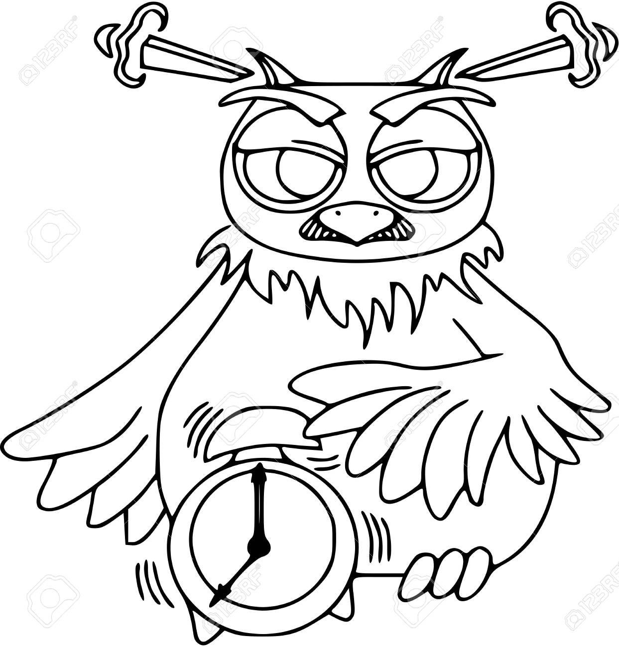 Owl With Clock Coloring - Play Free Coloring Game Online