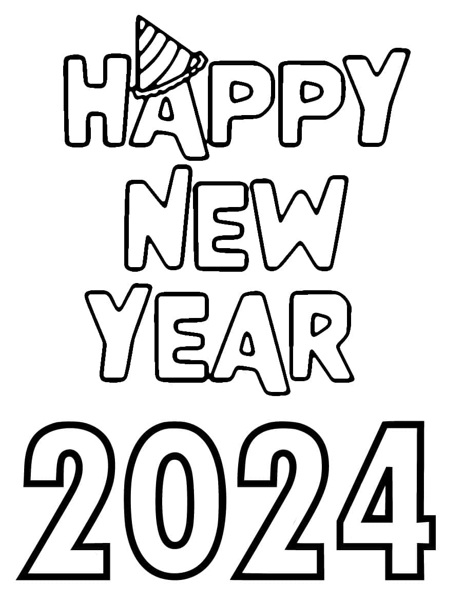 Drawing Of Happy New Year 2024 Coloring Play Free Coloring Game Online