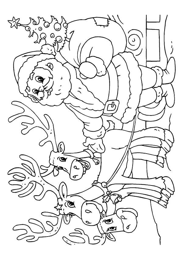 Santa Claus With His Reindeers Coloring Game Santa Claus With His Reindeers
