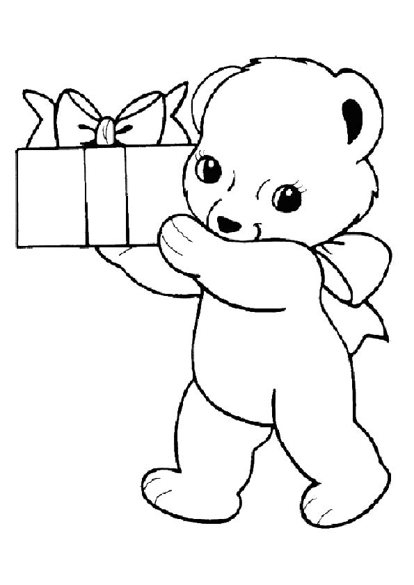 Teddy Brings The Gift Coloring Game Teddy Brings The Gift