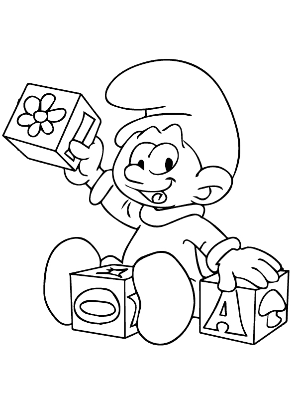 The Baby Smurf Playing Coloring Game The Baby Smurf Playing