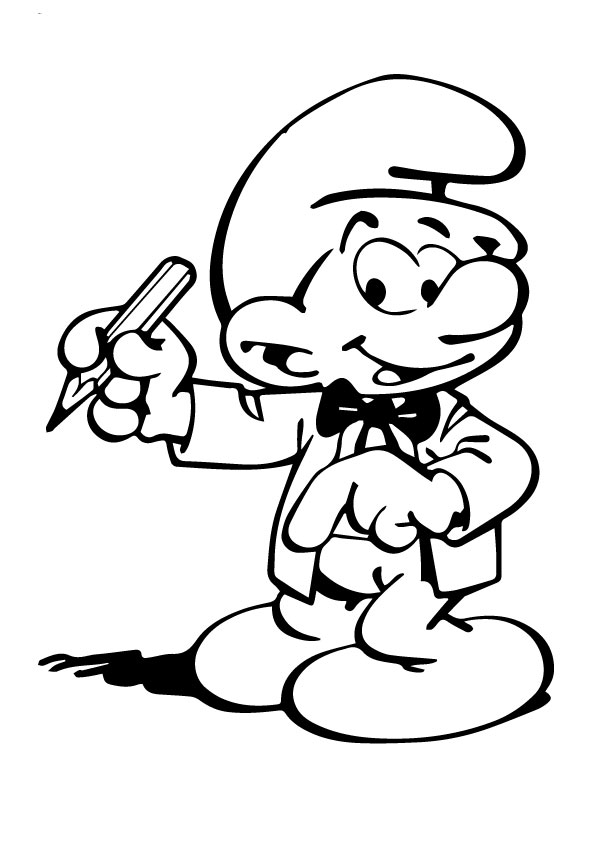 Smurf Is Ready To Write Coloring Game Smurf Is Ready To Write