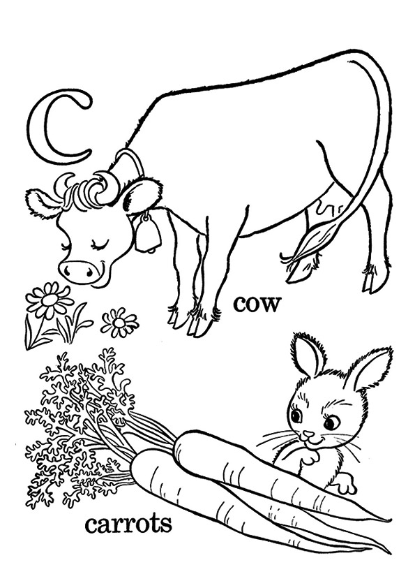 Rabbit With Carrots And Cow Coloring Game Rabbit With Carrots And Cow