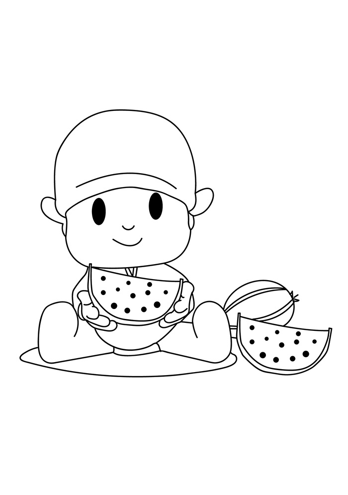 Pocoyo With Watermelon Coloring Game Pocoyo With Watermelon