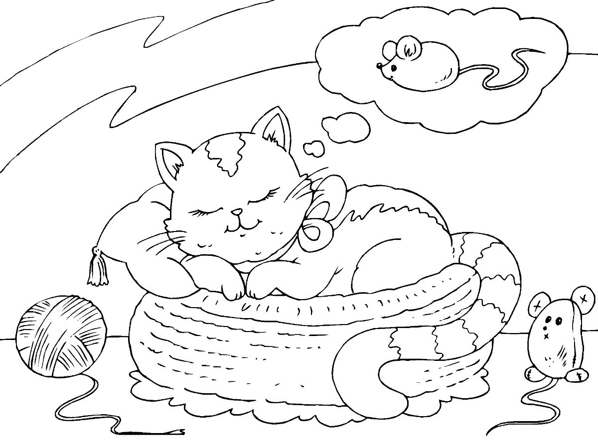Cat Dreaming Coloring Game Cat Dreaming