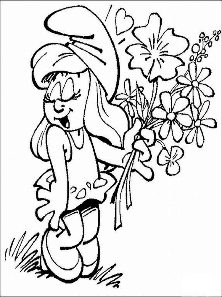 Smurfette With Bouquet Coloring Game Smurfette With Bouquet
