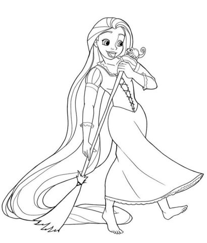 Rapunzel Sweeping Coloring Game Rapunzel Sweeping