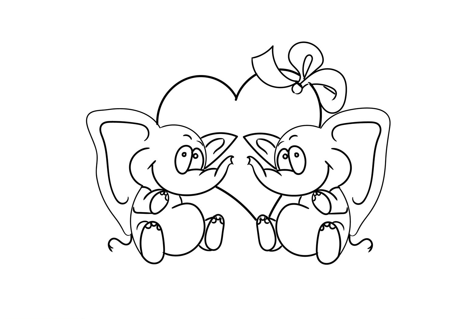 Happy Elephants On Valentine