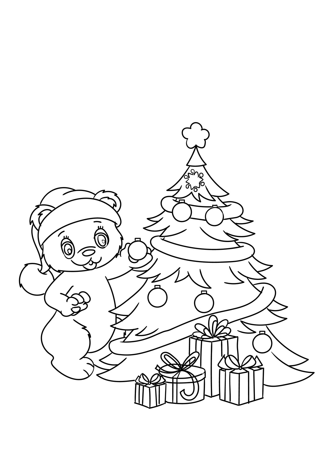 Teddy Decorating Christmas Tree Coloring Game Teddy Decorating Christmas Tree