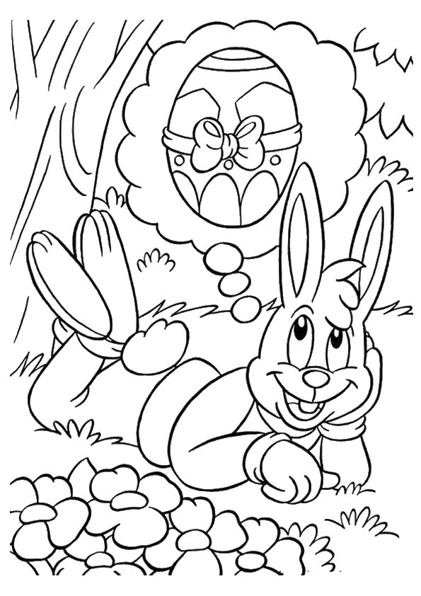 Bunny Thinking Of Easter Egg Coloring Game Bunny Thinking Of Easter Egg