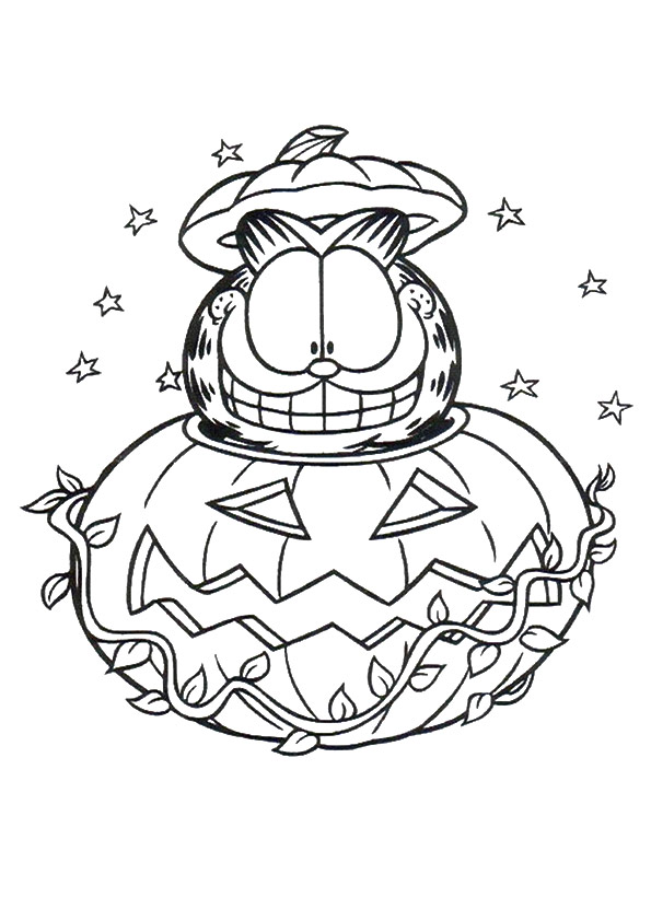 Happy Garfield In Halloween Pumpkin