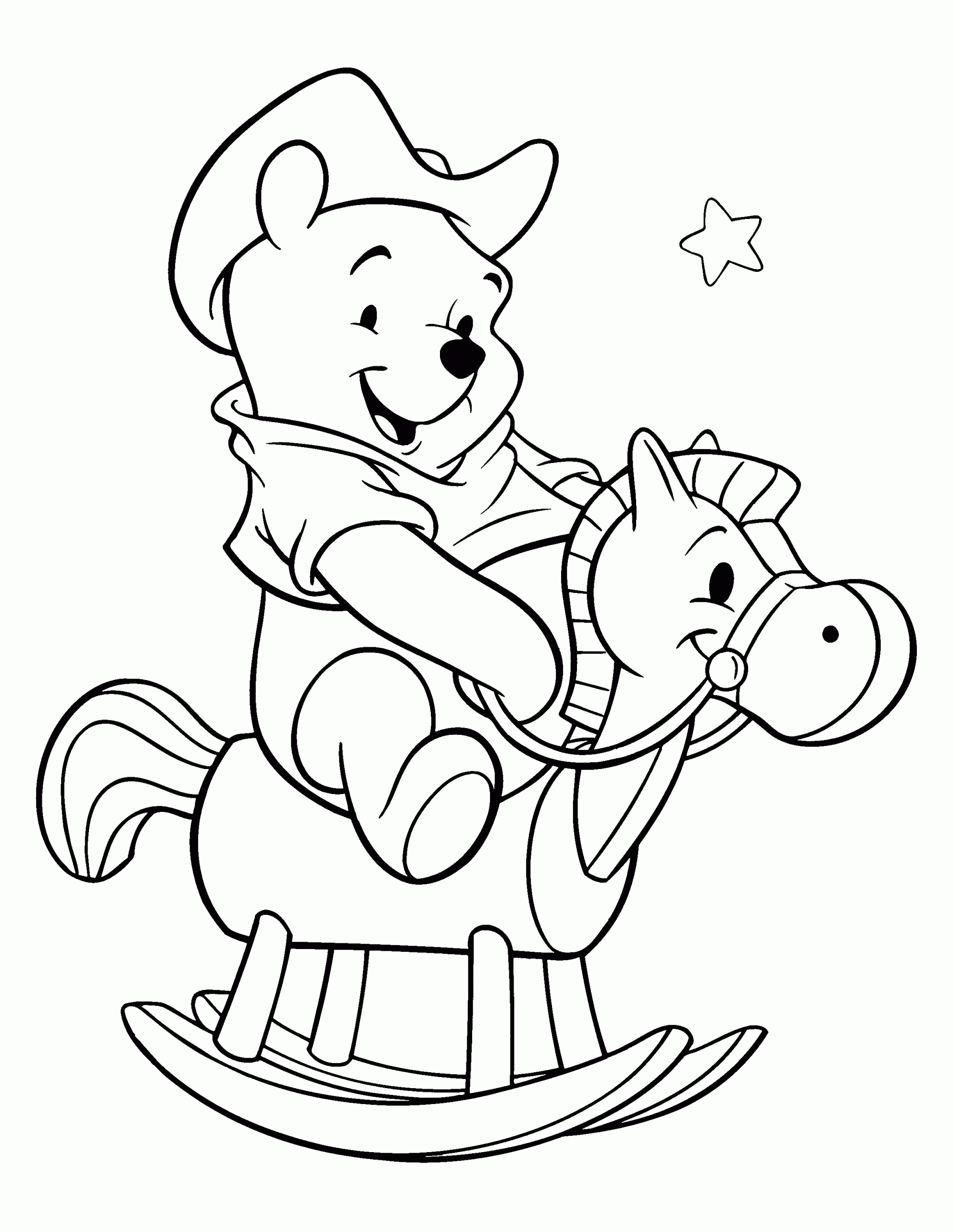 Pooh Playing Wooden Rocking Horse Coloring Game Pooh Playing Wooden Rocking Horse