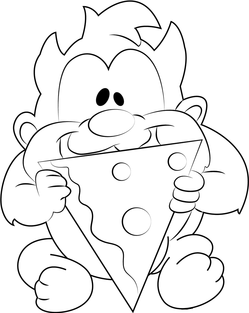 Baby Taz Eating Pizza Coloring Game Baby Taz Eating Pizza