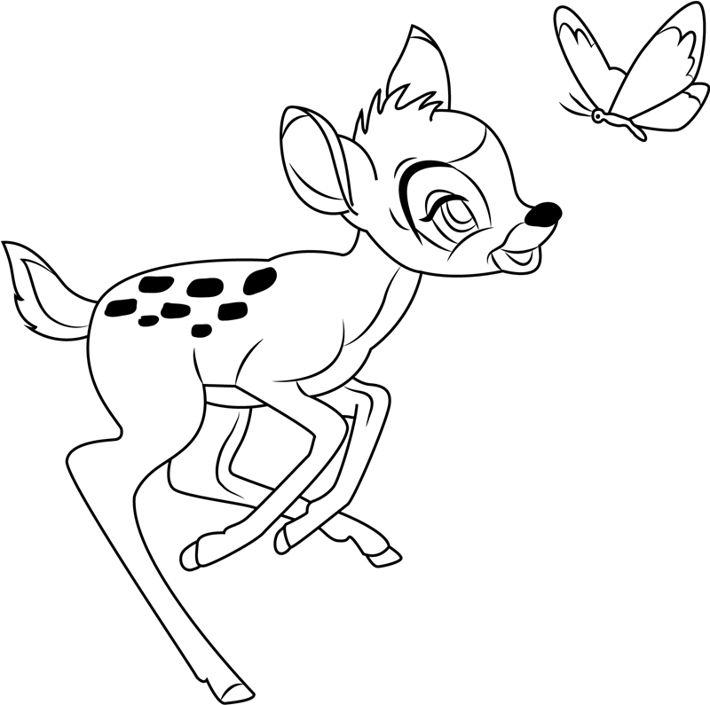 Bambi Playing With Butterfly Coloring Game Bambi Playing With Butterfly
