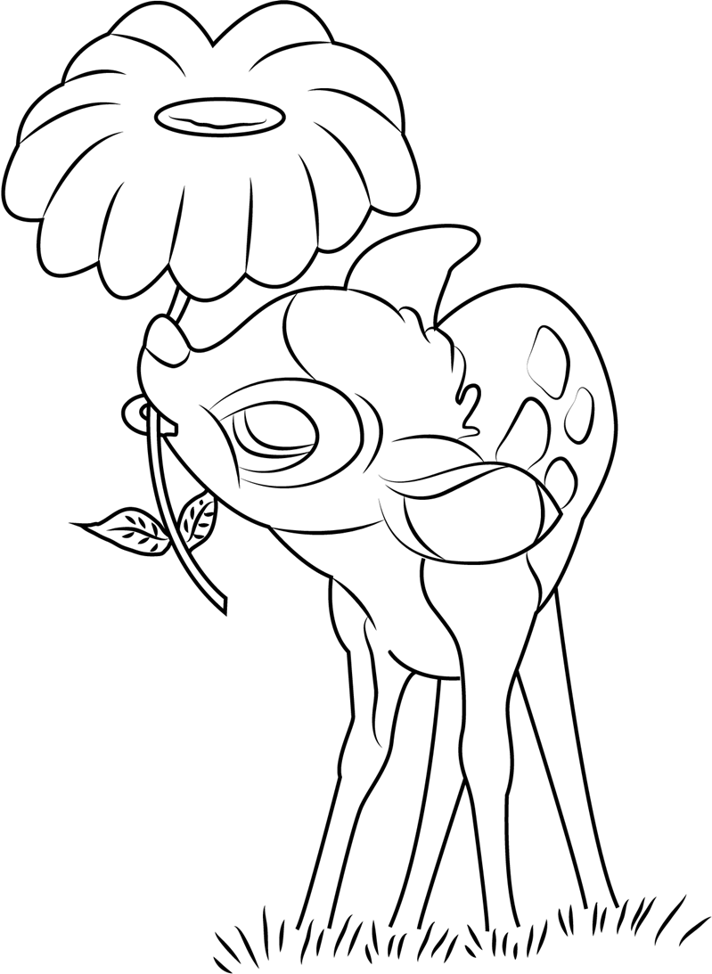 Bambi Gnawing Flower Coloring Game Bambi Gnawing Flower