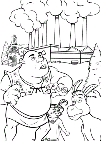 Shrek With Donkey And Puss Coloring Game Shrek With Donkey And Puss
