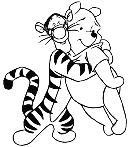 Tiger Hugging Pooh Coloring Game Tiger Hugging Pooh