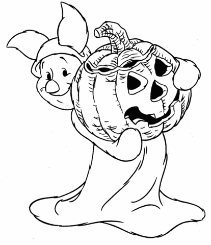 Piglet Holding Halloween Pumpkin Coloring Game Piglet Holding Halloween Pumpkin