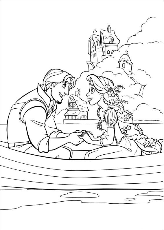 Flynn And Rapunzel On Boat Coloring Game Flynn And Rapunzel On Boat