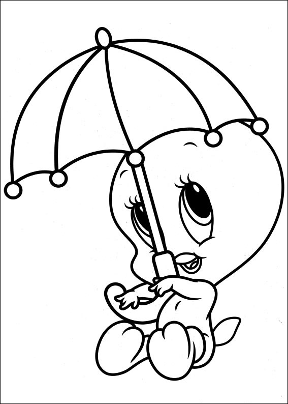 Baby Tweety With Umbrella Coloring Game Baby Tweety With Umbrella