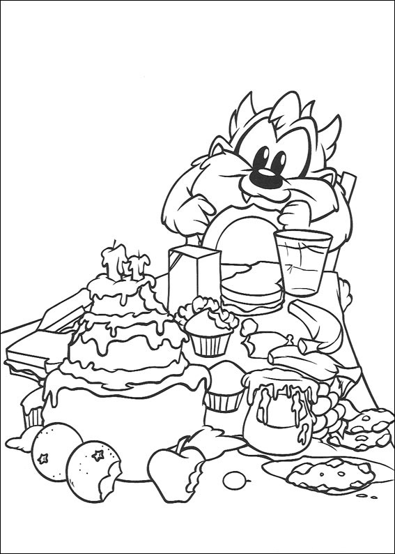 Baby Taz Eating Coloring Game Baby Taz Eating