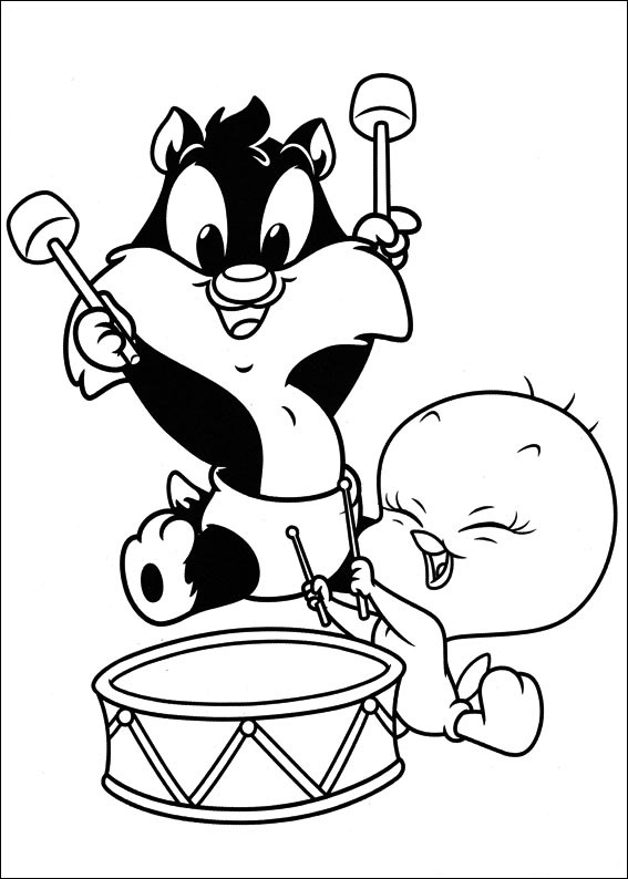 Baby Sylvester And Tweety Drumming Coloring Game Baby Sylvester And Tweety Drumming