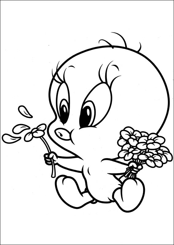 Baby Tweety With Flowers Coloring Game Baby Tweety With Flowers