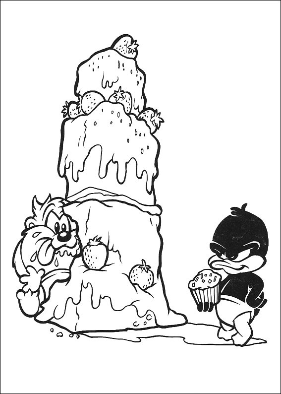 Baby Taz And Daffy With Big Cake Coloring Game Baby Taz And Daffy With Big Cake