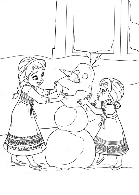 Elsa And Anna Building Olaf Coloring Game Elsa And Anna Building Olaf
