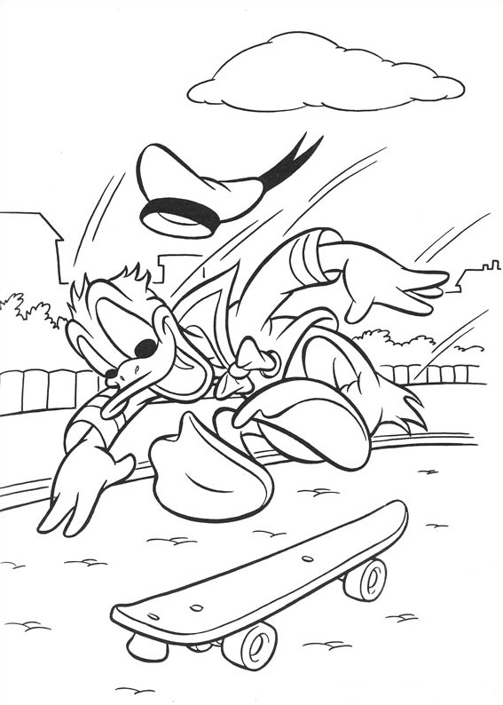 Donald Skateboarding Coloring Game Donald Skateboarding