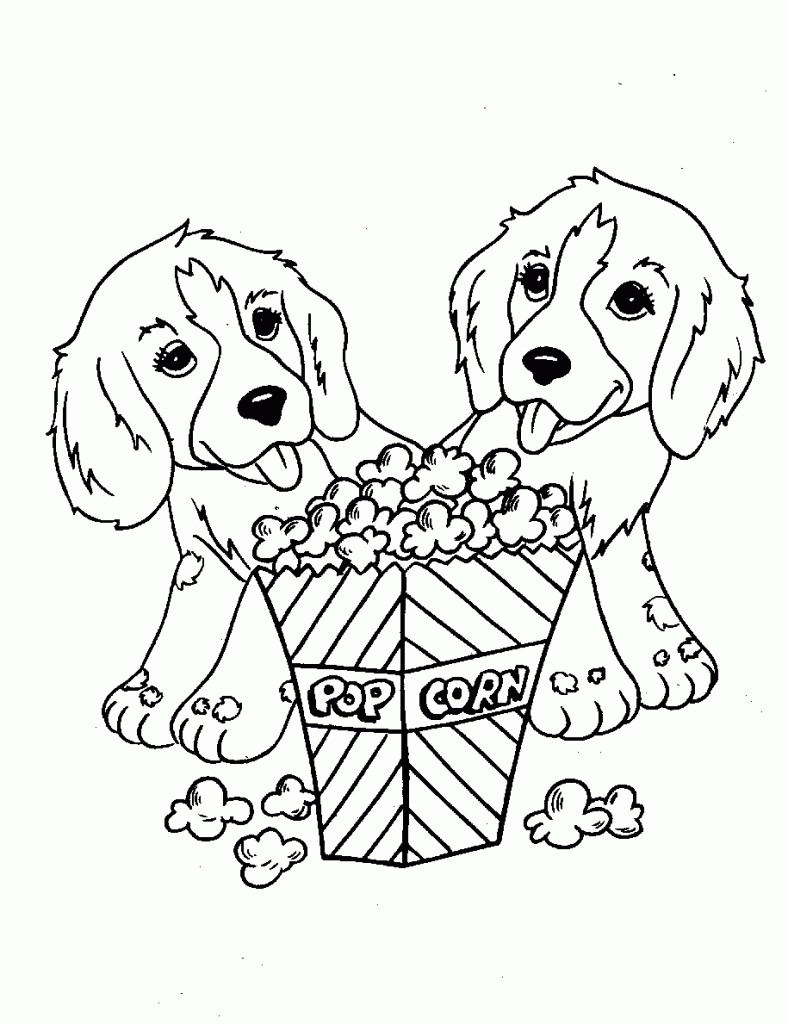 Cute Dogs Eating Pop Corn Coloring Game Cute Dogs Eating Pop Corn