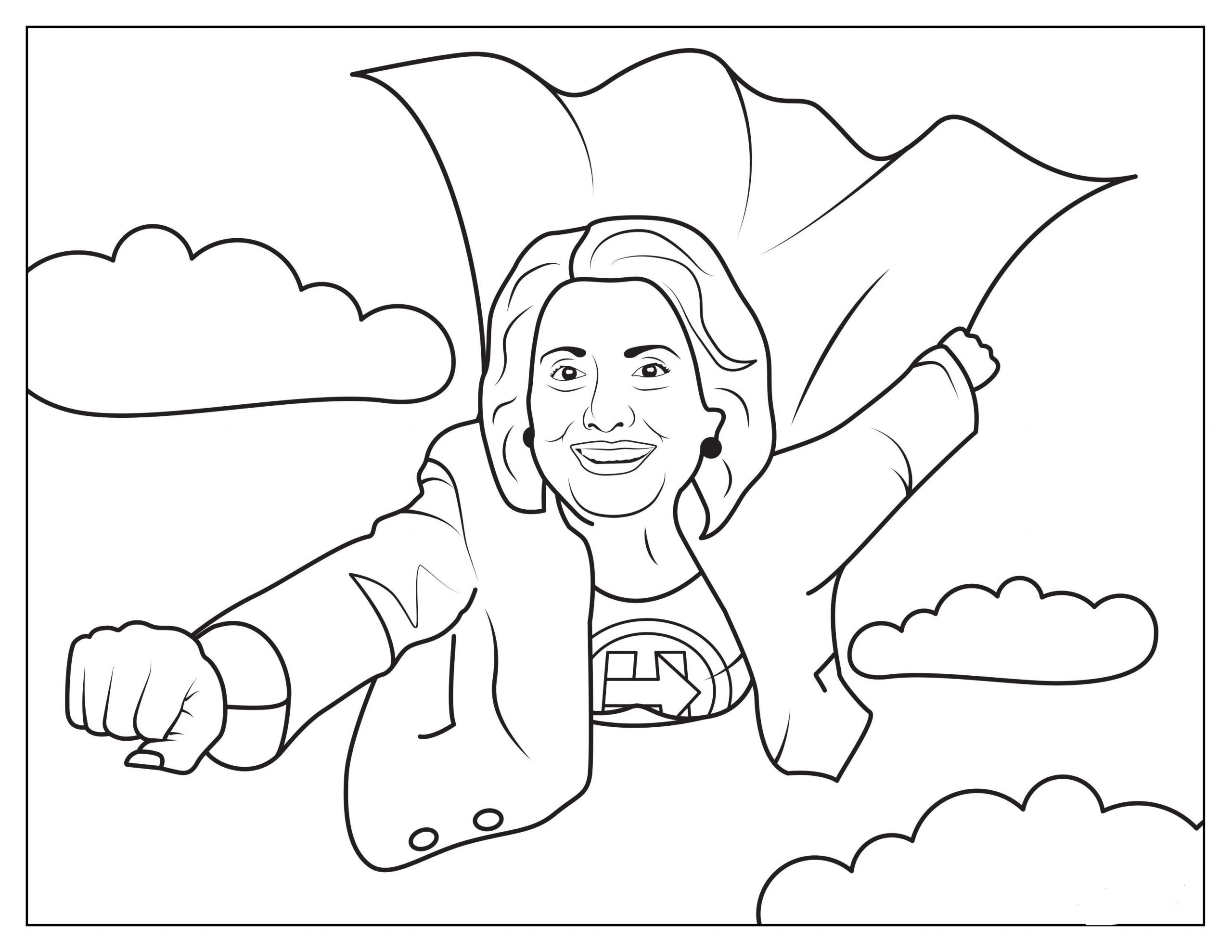Hillary Clinton Flying Coloring Game Hillary Clinton Flying