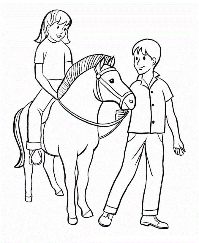 Boy And Girl With Horse Coloring Game Boy And Girl With Horse
