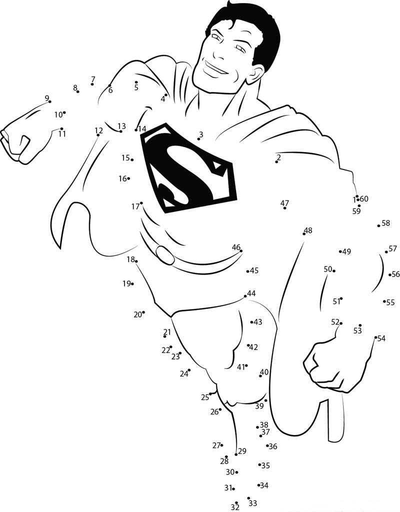 Superman Dot To Dots Coloring Game Superman Dot To Dots