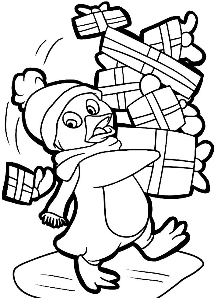 Penguin And Christmas Gifts