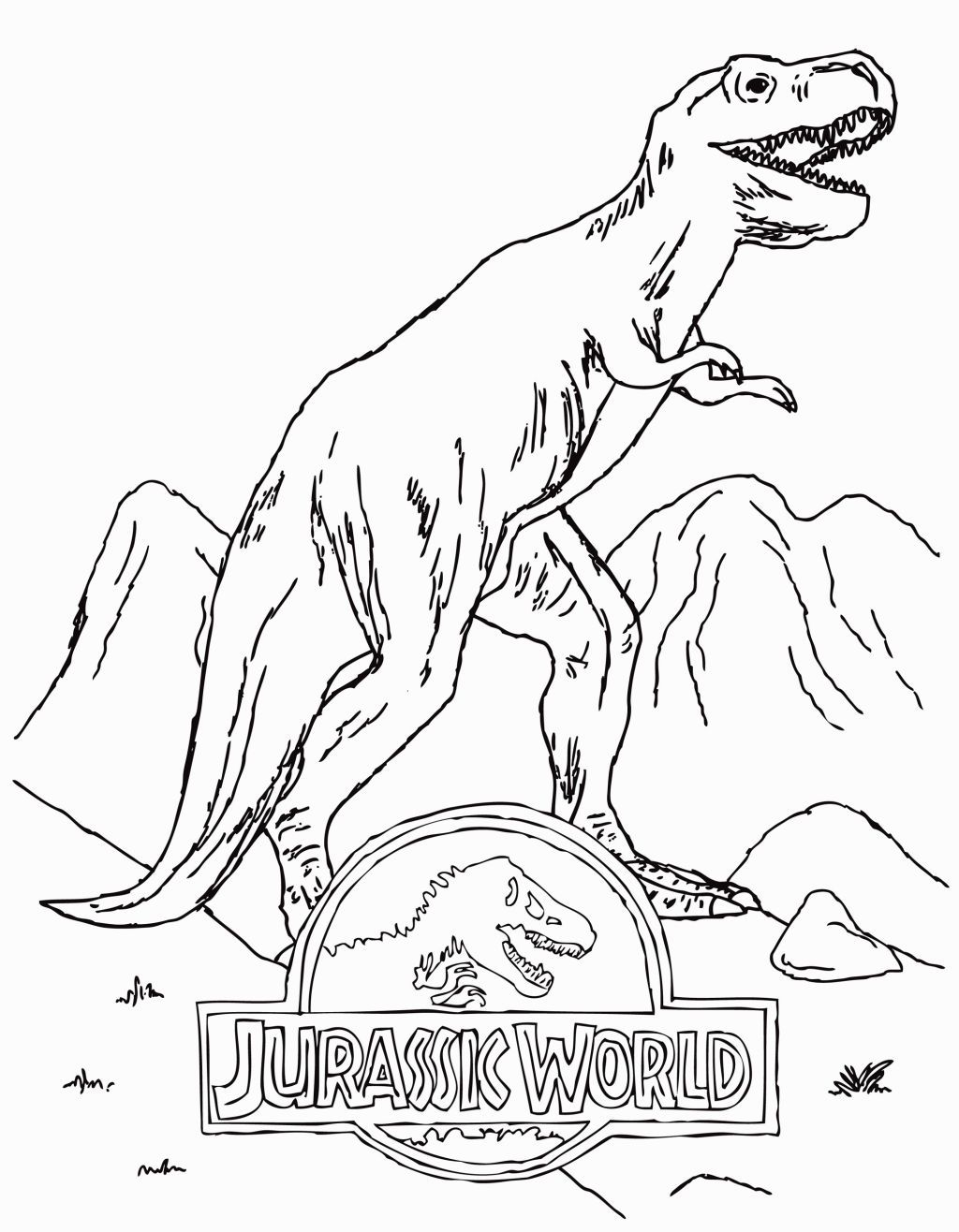 Logo Jurassic World With T-Rex Coloring Game Logo Jurassic World With T-Rex