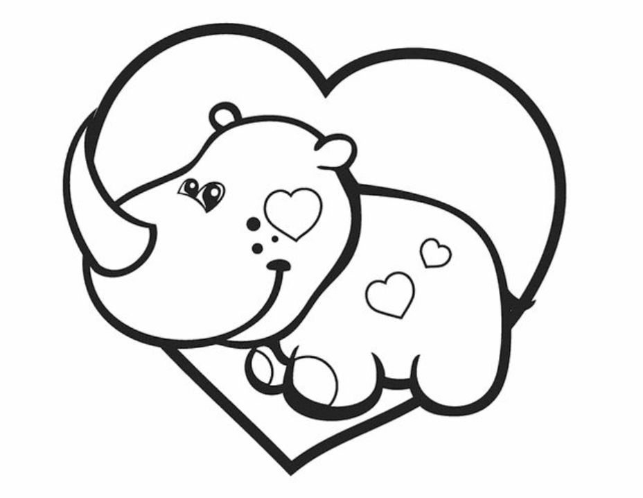 Baby Rhino With Heart Coloring Game Baby Rhino With Heart