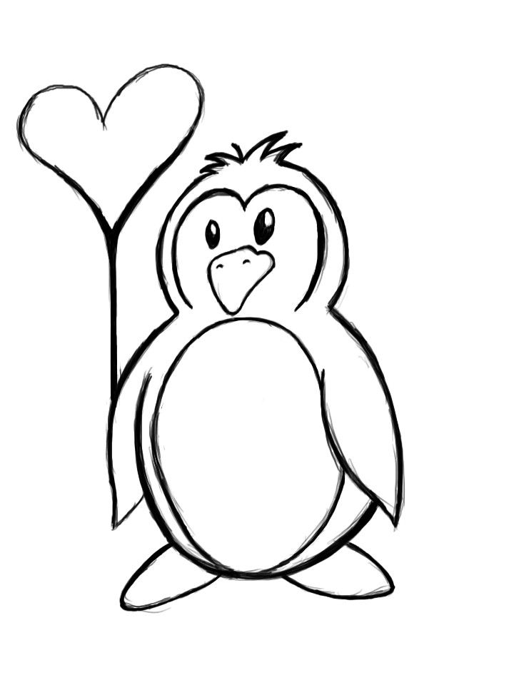 Penguin With Heart Balloon Coloring Game Penguin With Heart Balloon